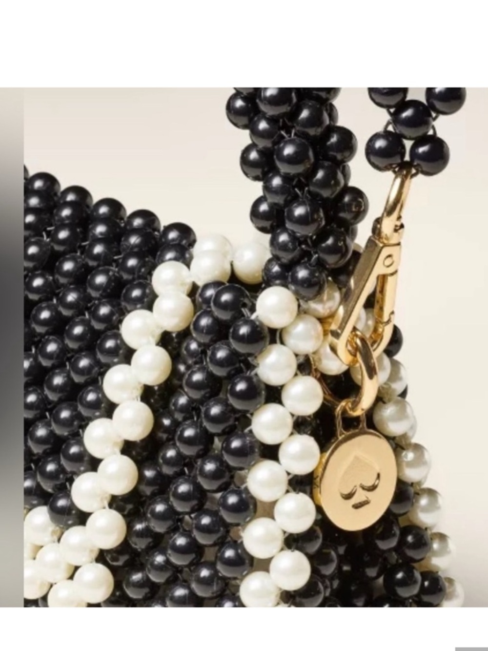 kate spade Black and White Beaded Mini Top-Handle Bag - Picture 3 of 5
